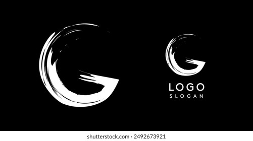 Brushstroke handdrawn letter G. Creative modern logo design, grunge imprint stylish initial logotype for corporate branding, business identity, and professional logos. Vector illustration