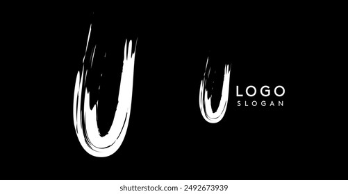 Brushstroke handdrawn letter U. Creative modern logo design, grunge imprint stylish initial logotype for corporate branding, business identity, and professional logos. Vector illustration