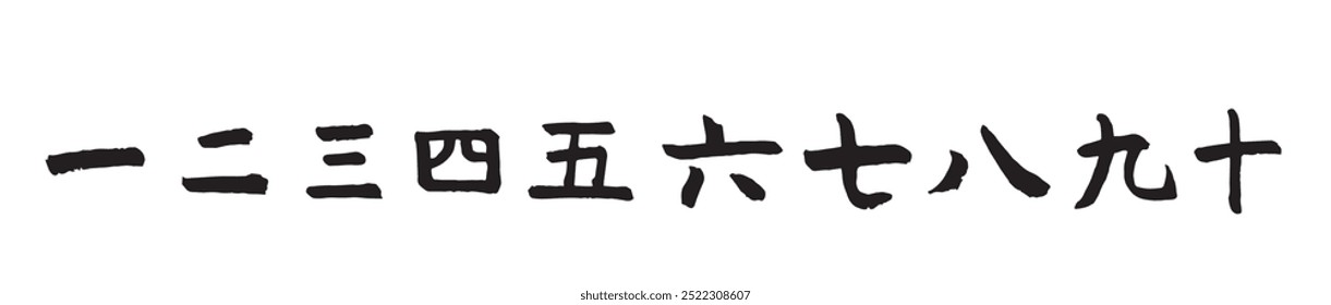 Brushstroke Japanese numerals”1, 2, 3, 4, 5, 6, 7, 8, 9, 10”