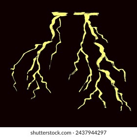 Pinselstrich Blitz Bolzen Illustration Silhouette.