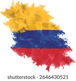 Brushstroke map of Colombia with national flag colors