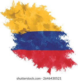 Brushstroke map of Colombia with national flag colors