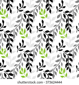 Brushstroke seamless pattern with branch. Provence motif. French chic.