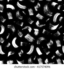 Brushstroke seamless pattern on black background vector illustration. Abstract brush pattern