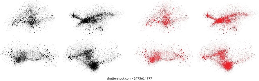 Brushstroke set of black and red color blood scribble. brush stain