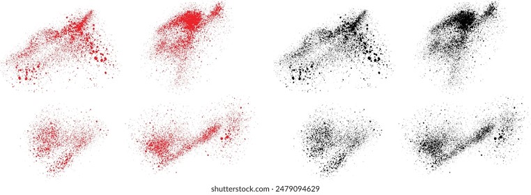 Pinselstrich Set von schwarzen und roten Farbe handgezeichnete Splatter Hintergrund. Handbemalte Tinte Grunge Pinselstrich