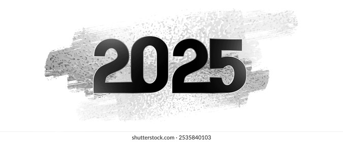 brushstroke style 2025 new year white banner with copyspace vector