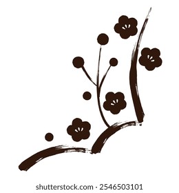 Brushstroke style Japanese style plum flower arrangement