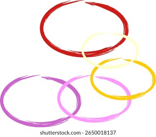 Brushstroke Style Overlapping Circle Shape Decoration Element on White Background