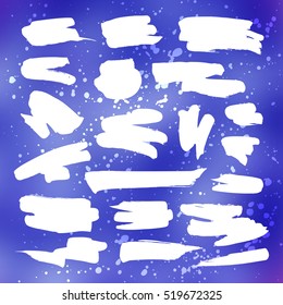 Brushstroke and texture on blurred background. Vector design elements