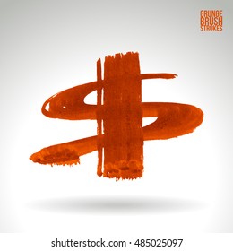Brushstroke and texture. Vector design. Dollar symbol.