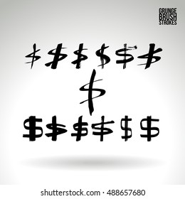 Brushstroke and texture. Vector design. Dollar symbol.