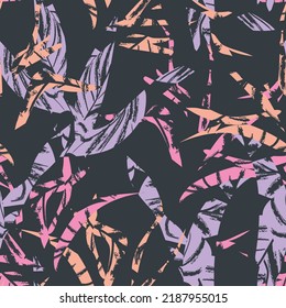 Brushstroke Tropical Leaf seamless pattern design for fashion textiles, graphics and crafts