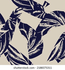 Brushstroke Tropical Leaf seamless pattern design for fashion textiles, graphics and crafts