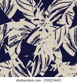 Pincel de hoja tropical diseño de patrones sin fisuras para textiles de moda, gráficos y artesanías