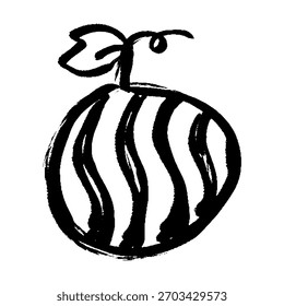 A brush-stroke vector illustration of a whole watermelon.