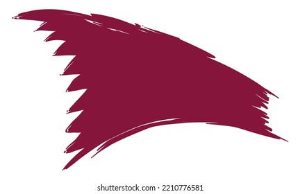 Brushstrokes in maroon ink with serrated shape like Qatar flag design.