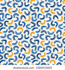 Brushstrokes motif geometric print. Paint brush curve smears seamless pattern. Freehand grunge design background. Trendy handdrawn modern simple geo ornament. Artistic hand drawn abstract wallpaper