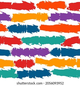 Brushstrokes motif print. Paint brush smears seamless pattern. Freehand urban design background. Trendy handdrawn modern grunge texture. Artistic hand drawn abstract wallpaper