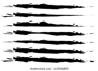 Brushstrokes, paint traces. Grungy paint brush set