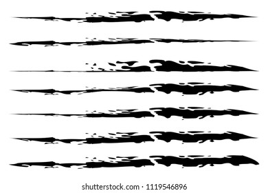 Brushstrokes, paint traces. Grungy paint brush set