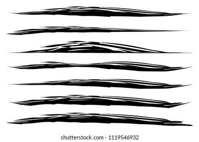 Brushstrokes, paint traces. Grungy paint brush set