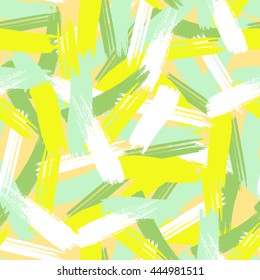 Brushstrokes seamless bold pattern. Vector freehand texture. Hand painted. Summer colors. Chaotic composition
