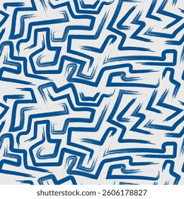 The brushstrokes are thick and bold, creating a dynamic and energetic feel. They are arranged in a seemingly random pattern, forming a maze-like design.