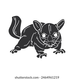 Brushtail Possum Icon Silhouette Illustration. Australian Animals Vector Graphic Pictogram Symbol Clip Art. Doodle Sketch Black Sign.