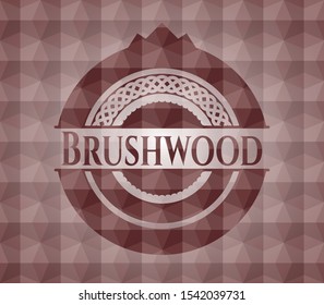Brushwood red emblem with geometric pattern. Seamless.
