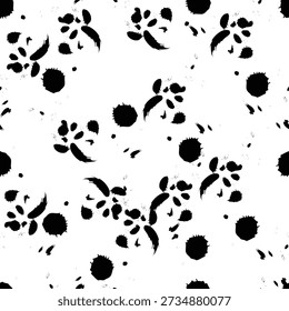 Brushwork and ink design element of seamless pattern, suit for package design, wallpaper, fashion print, Housing wallpaper, arty-crafty. 