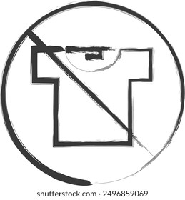 Brush-written cautionary illustration for clothing