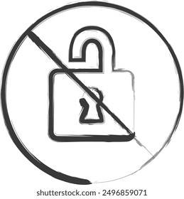 Brush-written cautionary illustration: Do not unlock