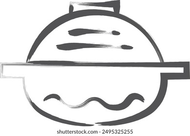 Brush-written food and drink single item icon earthenware pot
