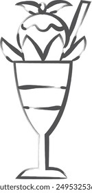 Brush-written food and drink single item icon parfait