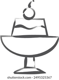 Brush-written food and drink single item icon pudding