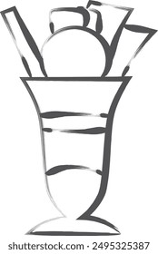 Brush-written food and drink single item icon parfait