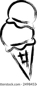 Brush-written food icon illustration Corn ice cream