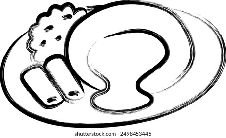 Brush-written food icon illustration hamburger
