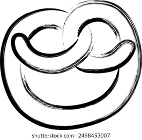 Brush-written food icon illustration pretzel