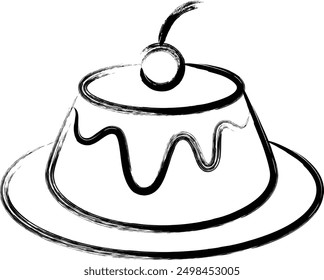 Brush-written food icon illustration pudding