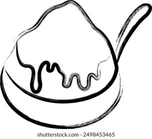 Brush-written food icon illustration shaved ice