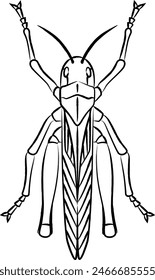 Brush-written insect single item icon Tonosama grasshopper