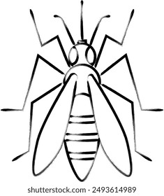 Pinsel-geschriebenes Insekt Einzelstück-Symbol Moskito
