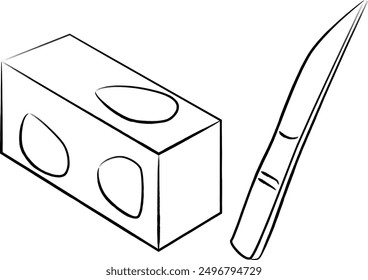Brush-written Japanese sweets food single item icon chestnut yokan