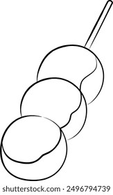 Brush-written Japanese sweets food single item icon Mitarashi dango