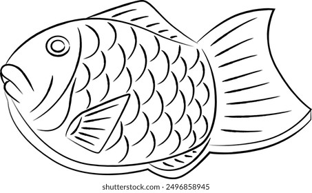 Brush-written Japanese sweets food single item icon Taiyaki