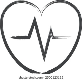 Brush-written medical related single illustration electrocardiogram