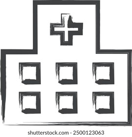 Brush-written medical-related single illustration hospital