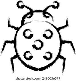 Brush-written mini insect illustration icon ladybug